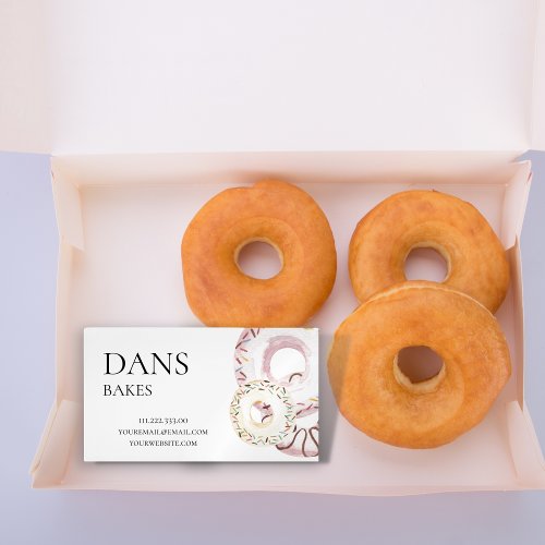 Cute Watercolor Sprinkle Donut Business Card Magnet