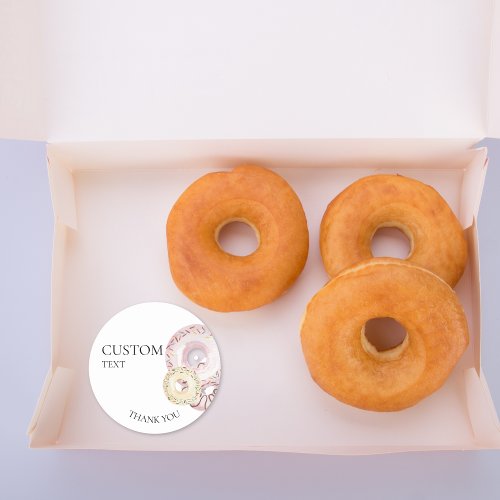 Cute Watercolor Sprinkle Donut Thank You Classic Round Sticker