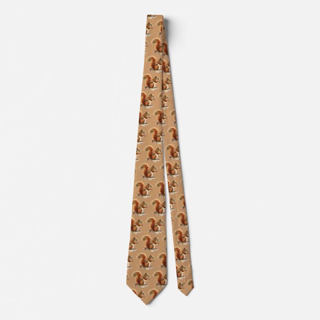 Cute Watercolor Squirrels, Animal Humor Neck Tie (Front)