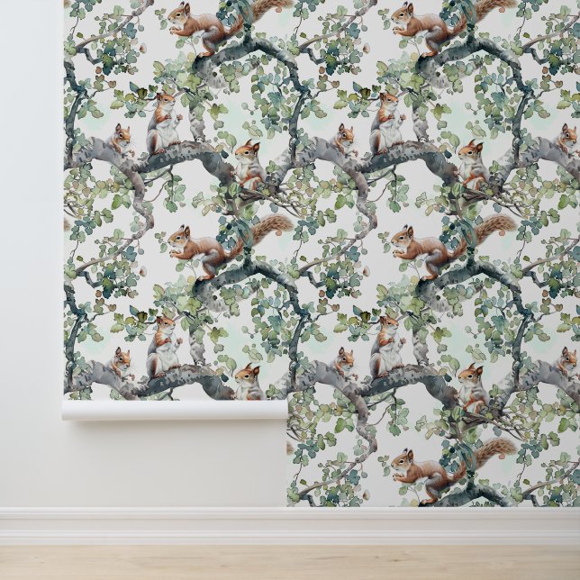 Cute watercolor squirrels wallpaper  (Application)