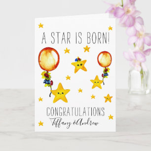 Cute Watercolor Stars Congratulations on New Baby Card