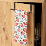 Cute Watercolor Strawberry and Blueberry Pattern Kitchen Towel<br><div class="desc">Watercolor strawberry and blueberry pattern.</div>