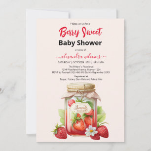 Cute watercolor strawberry baby shower invitation