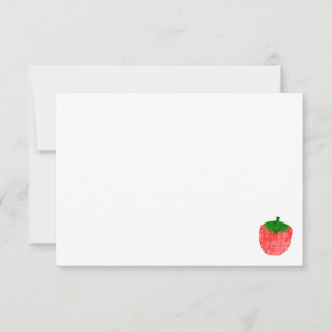 Cute Watercolor Strawberry Custom Blank Note Card