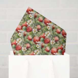 cute watercolor strawberry fruit tiled pattern tissue paper
