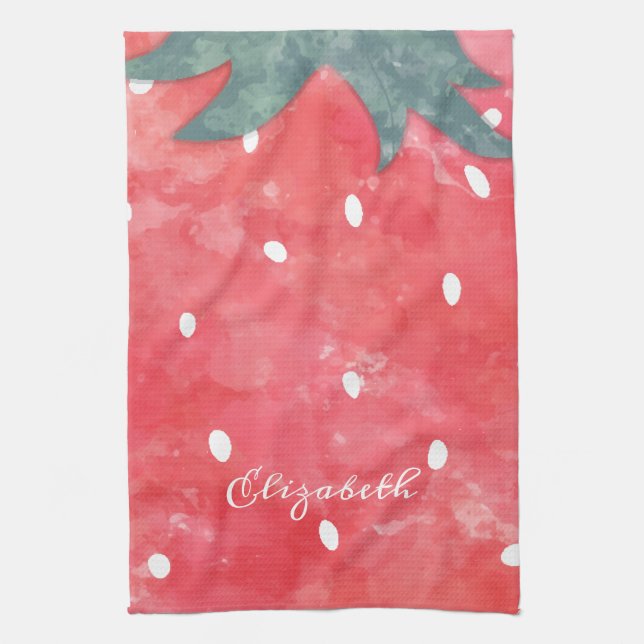 Cute Watercolor Strawberry   Kitchen Towel (Vertical)