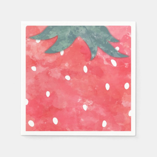 Cute Watercolor Strawberry  Napkins (Front)