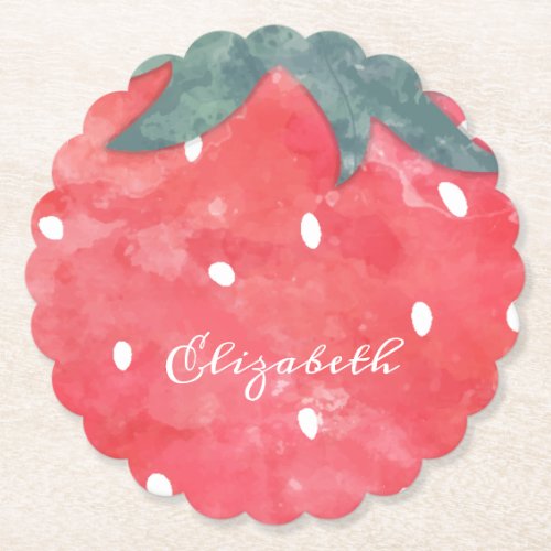 Cute Watercolor Strawberry  Paper Plate Paper Coaster