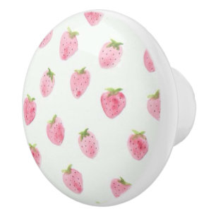 Cute Watercolor Strawberry Pattern Ceramic Knob