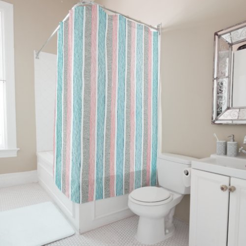 Cute Watercolor Stripes Pattern Shower Curtain