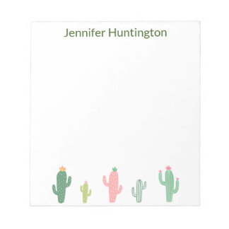 Cute Watercolor Succulent Cactus Personalized Notepad