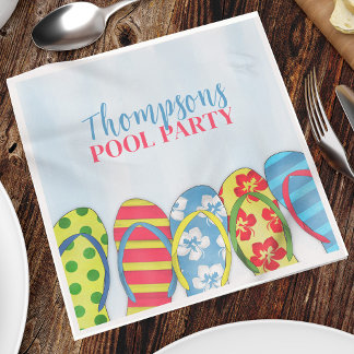 Cute Watercolor Summer Flip Flops Custom Napkins