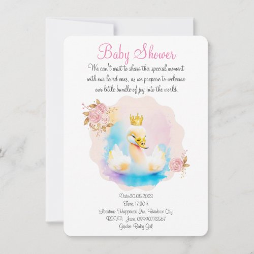 Cute watercolor swan save the date