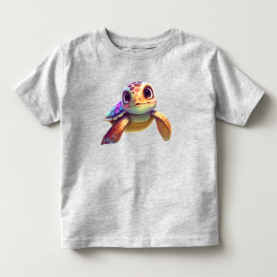 Cute Watercolor Swimming Kids Baby Purple Turtle  Toddler T-shirt