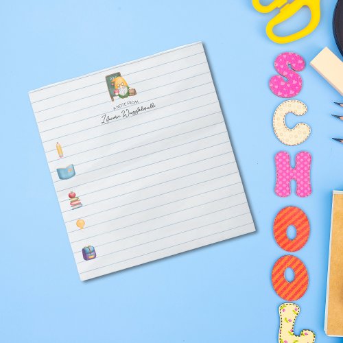 Cute Watercolor Teacher Gnome With Lines Notepad