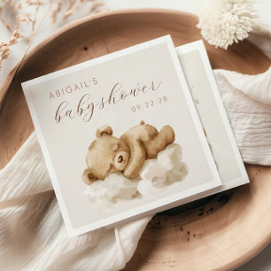 Cute Watercolor Teddy Bear Baby Shower Napkins