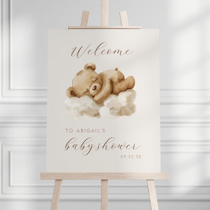 Cute Watercolor Teddy Bear Baby Shower Welcome Foam Board