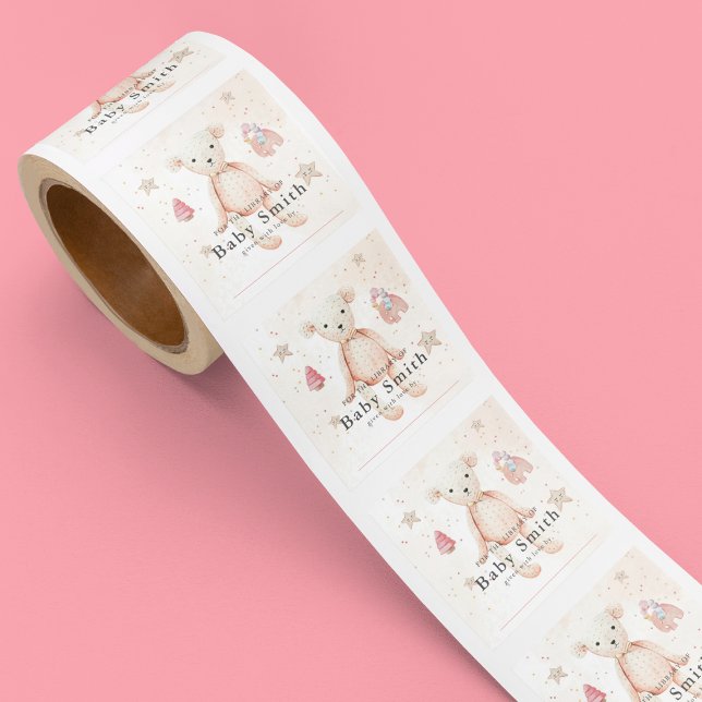 Cute Watercolor Teddy Bear Baby Toys Shower Square Sticker (Creator Uploaded)