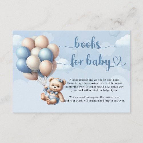 Cute watercolor teddy bear balloons book request enclosure card