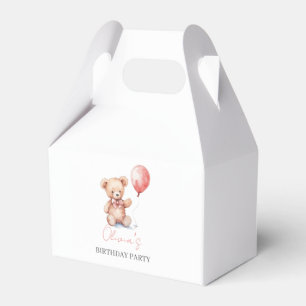 Cute Watercolor Teddy Bear Birthday Party Favor Boxes