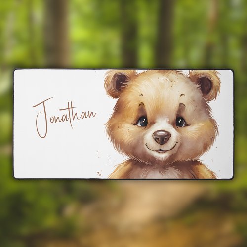 Cute Watercolor Teddy Bear Desk Mat