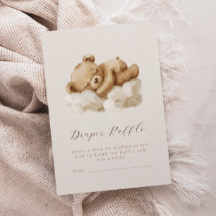 Cute Watercolor Teddy Bear Diaper Raffle Enclosure Card