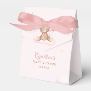 Cute Watercolor Teddy Bear Girl Baby Shower Favor Boxes