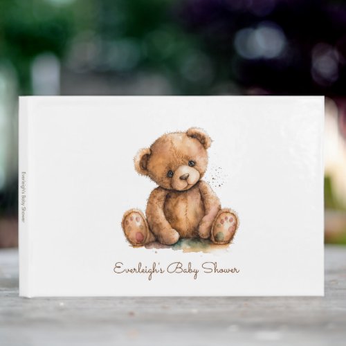 Cute Watercolor Teddy Bear Guest Book