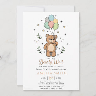 Cute Watercolor Teddy bear Illustration babyshower Invitation
