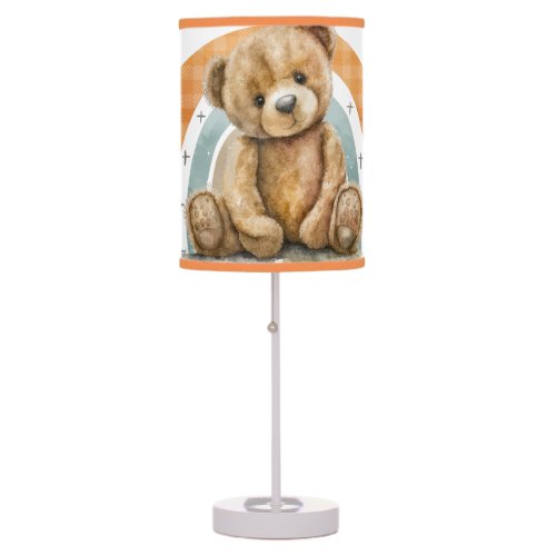 Cute Watercolor Teddy Bear Rainbow Nursery Sign Table Lamp