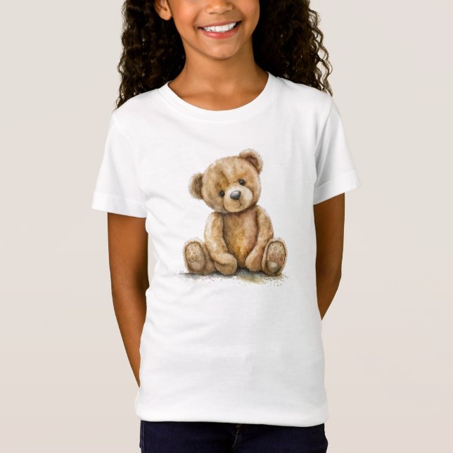 Cute Watercolor Teddy Bear  T-Shirt (Front)