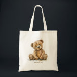 Cute Watercolor Teddy Bear  Tote Bag<br><div class="desc">Cute watercolor teddy bear tote for a girl.</div>