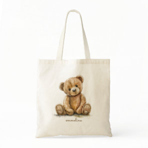 Cute Watercolor Teddy Bear Tote Bag