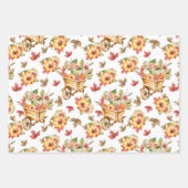 Cute Watercolor Thanksgiving Pattern Three Pack Wrapping Paper Sheets (Front 2)