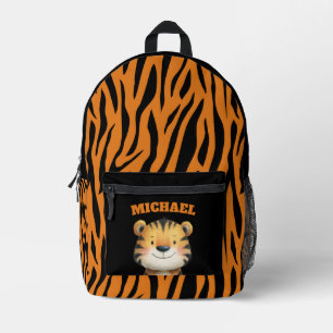 Cute Watercolor Tiger Cub Stripe Pattern Name Printed Backpack