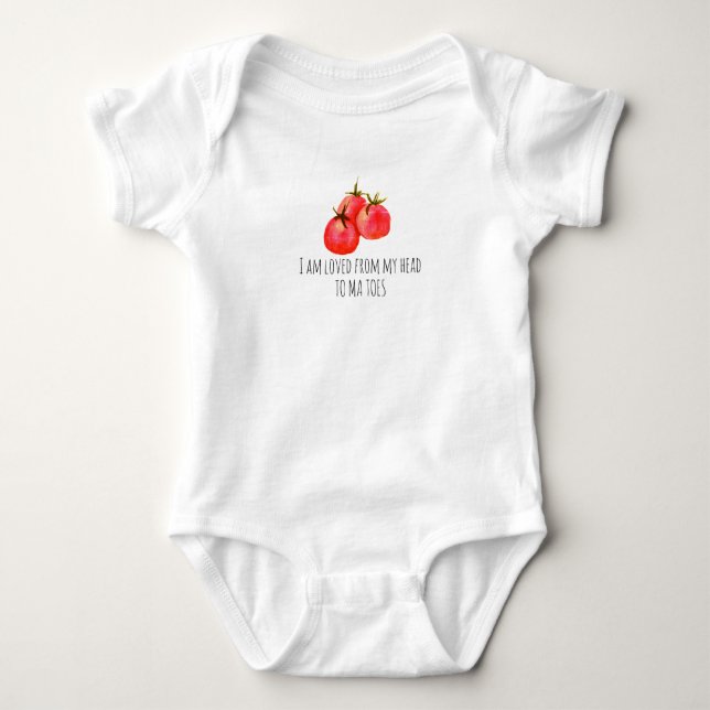 Cute Watercolor Tomato Baby Bodysuit (Front)