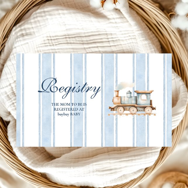 Cute Watercolor Train Baby Shower  Registry Enclosure Card (Creator Uploaded)