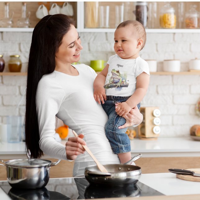 Cute Watercolor Tree Frog, custom Baby Bodysuit (Creator Uploaded)