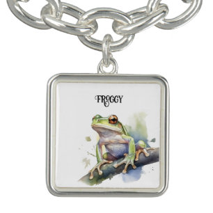 Cute Watercolor Tree Frog, custom Bracelet
