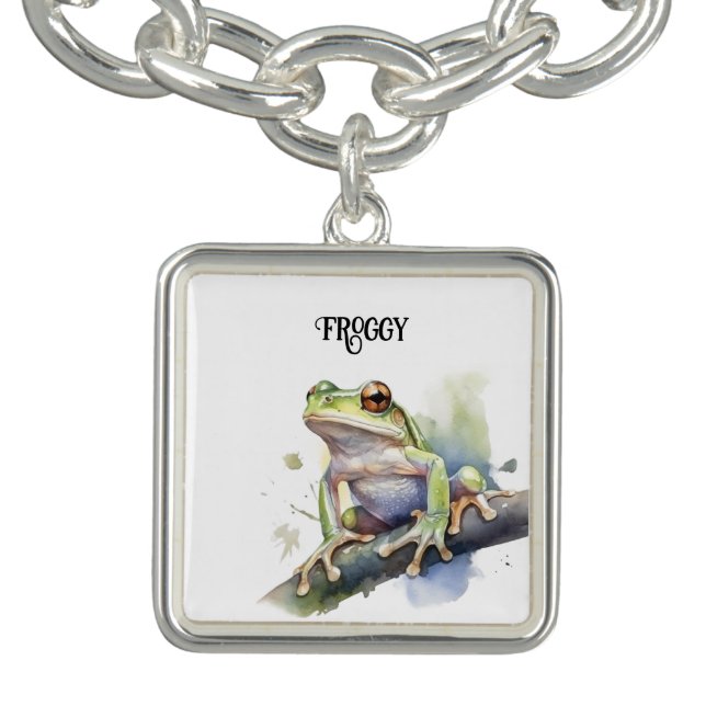 Cute Watercolor Tree Frog, custom Bracelet (Design)