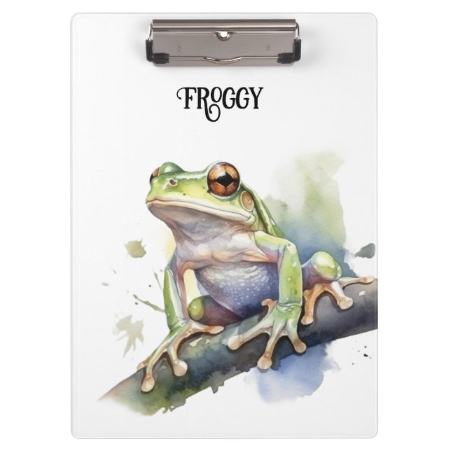 Cute Watercolor Tree Frog, custom Clipboard (Front)