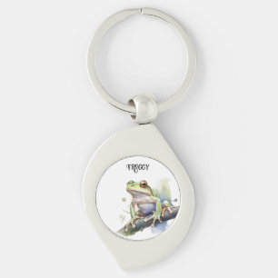 Cute Watercolor Tree Frog, custom Keychain