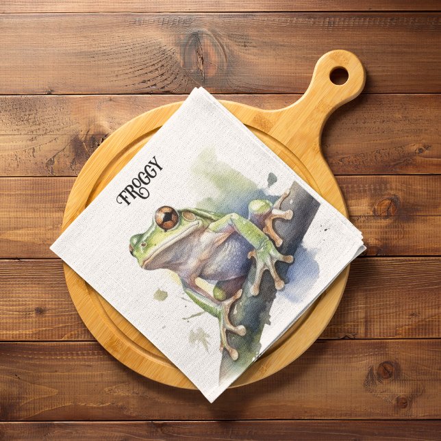 Cute Watercolor Tree Frog, custom Napkins (Creator Uploaded)