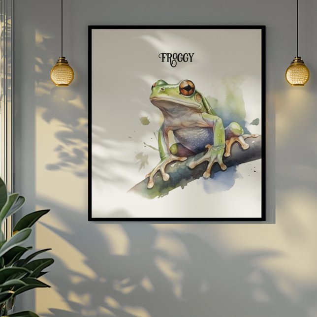 Cute Watercolor Tree Frog, custom Poster (Creator Uploaded)