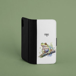 Cute Watercolor Tree Frog, custom Samsung Galaxy S5 Wallet Case