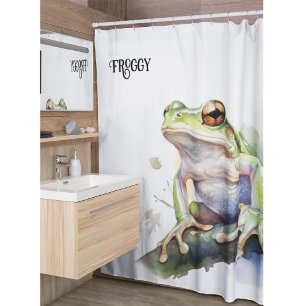 Cute Watercolor Tree Frog, custom Shower Curtain