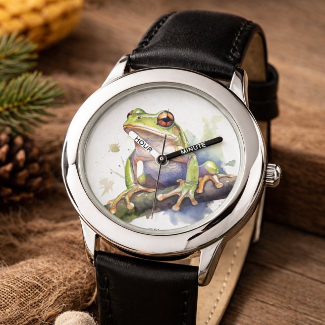 Cute Watercolor Tree Frog Watch (Creator Uploaded)