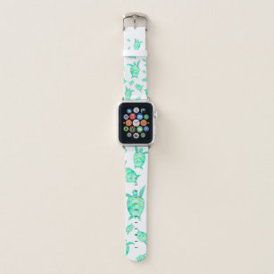 Cute watercolor tropical floral turtles watercolor apple watch band