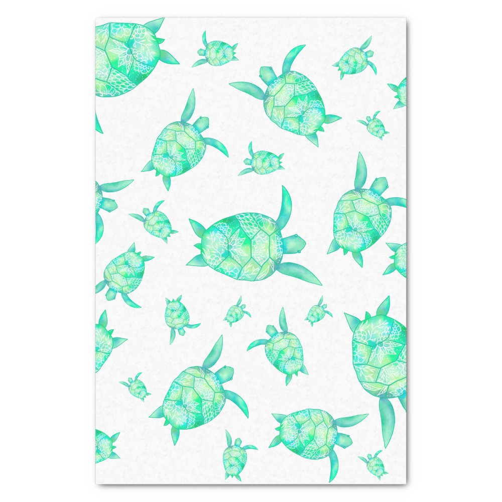Disover Cute watercolor tropical floral turtles watercolor tissue paper