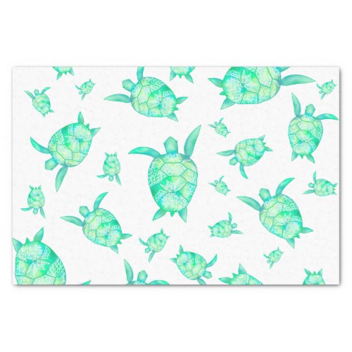 Cute watercolor tropical floral turtles watercolor tissue paper